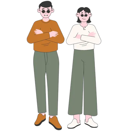 Couple élégant portant des lunettes  Illustration