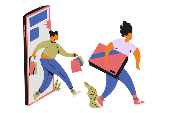 Couple faisant des achats en ligne  Illustration