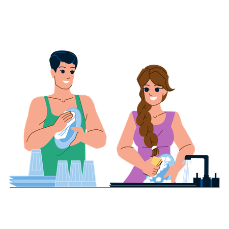 Couple faisant ses devoirs  Illustration