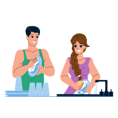 Couple faisant ses devoirs  Illustration