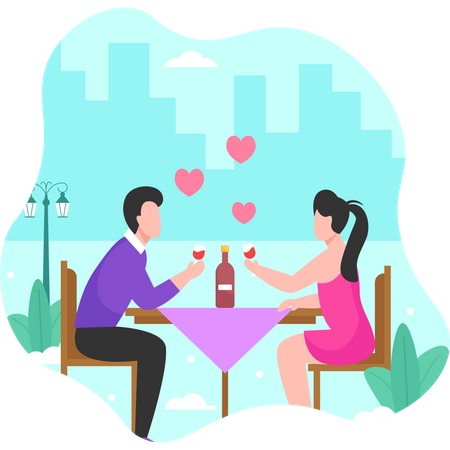 Couple having romantic dinner  Illustration