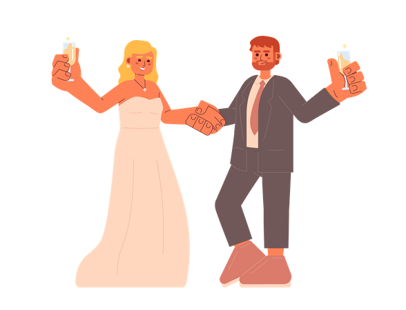 Heureux couple célébrant l’anniversaire de mariage  Illustration