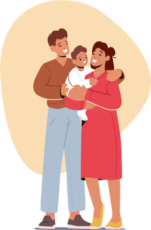 Heureux couple dans une douce famille  Illustration