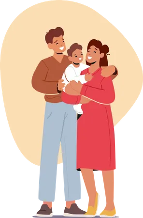 Heureux couple dans une douce famille  Illustration