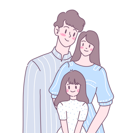 Heureux couple debout avec sa fille  Illustration