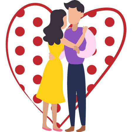 Couple hugging on valentine day  Illustration