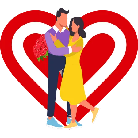 Couple hugging on valentine day  Illustration