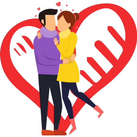 Couple hugging on valentine day  Illustration