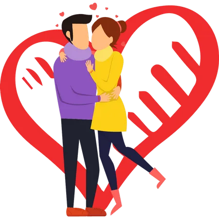 Couple hugging on valentine day  Illustration