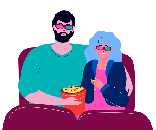 Couple in the cinema  Illustration