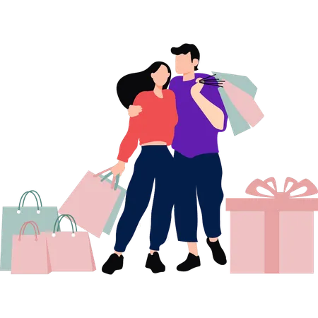 Couple is shopping  Illustration