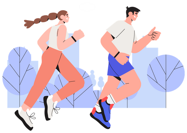 Couple jogging  Illustration