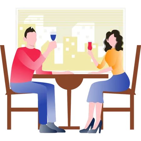 Couple on date  イラスト