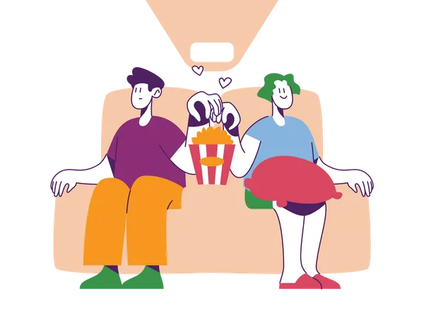 Couple on Movie Date  Illustration