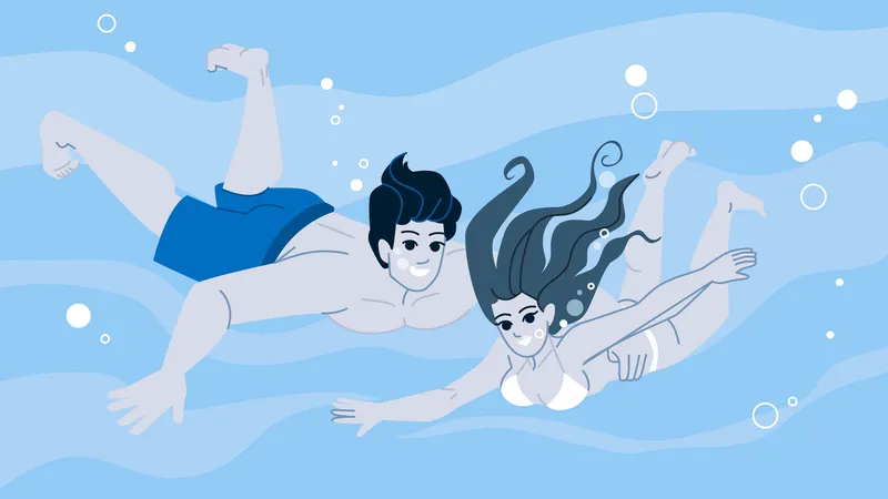 Couple profitant d’une activité sous-marine  Illustration