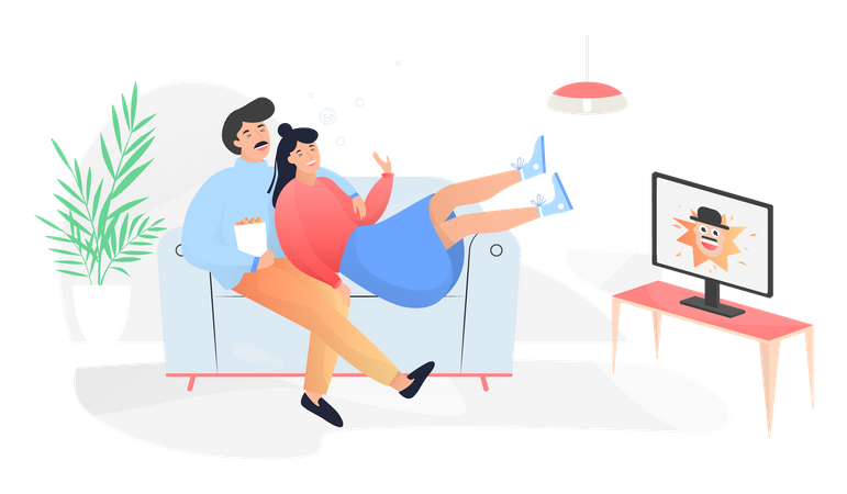 Couple relaxing at home  Illustration