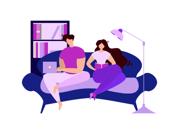 Couple Rest at Home and Spending Good Time together  Illustration