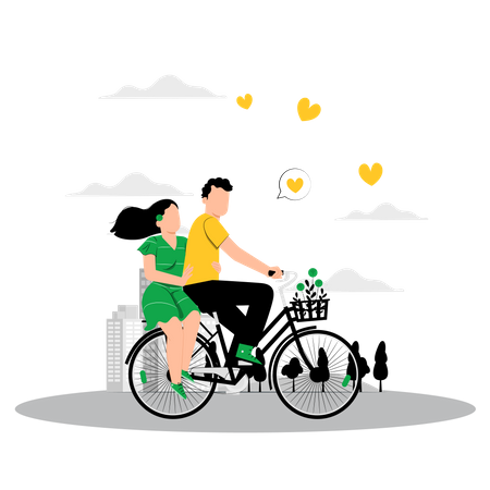 Couple riding cycle  Illustration