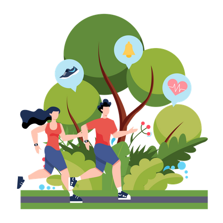 Couple running  Illustration