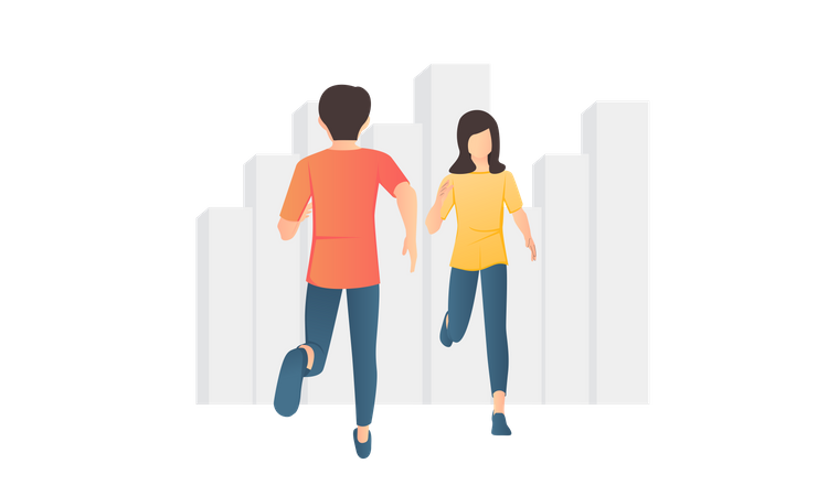 Couple running  Illustration