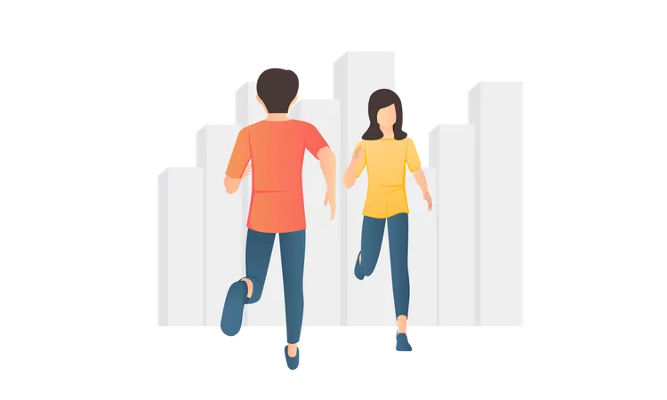 Couple running  Illustration