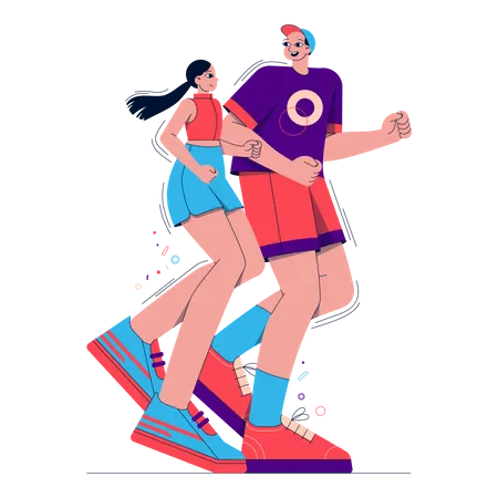 Couple running  Illustration