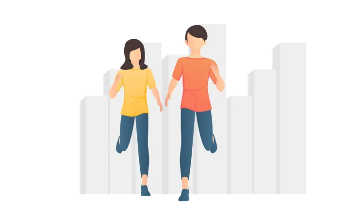 Couple running  Illustration