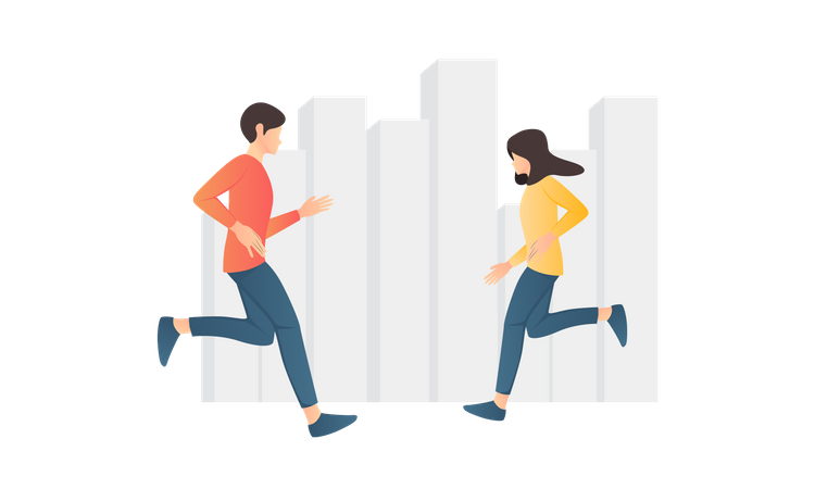 Couple running  Illustration