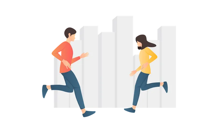 Couple running  Illustration