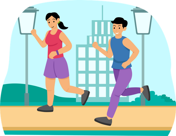 Couple running  Illustration