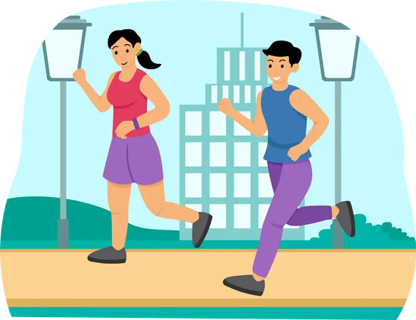 Couple running  Illustration