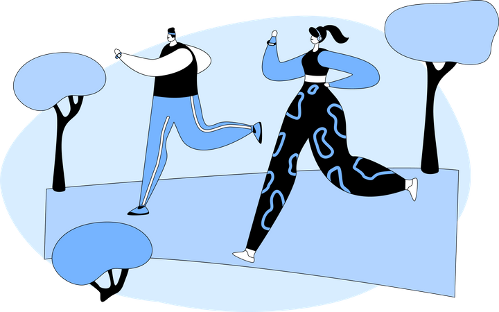 Couple running in park  Illustration