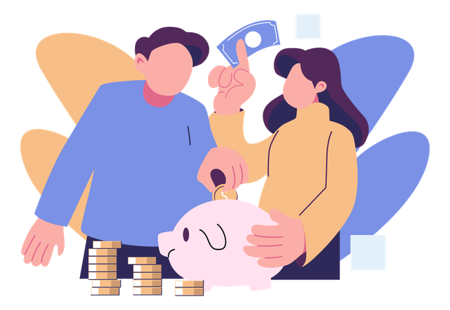 Couple Saving For Future  Illustration