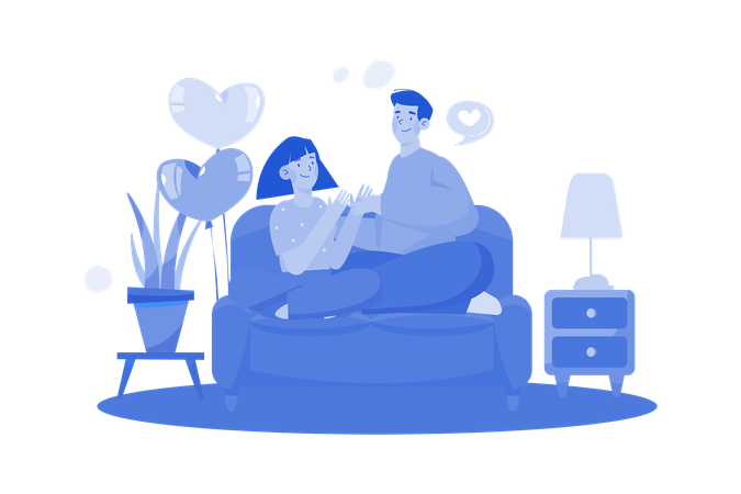 Couple sitting on sofa  Illustration