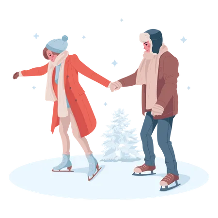 Couple skating  Illustration