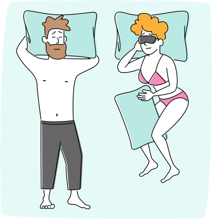 Couple Sleeping on Comfy Bed  Illustration