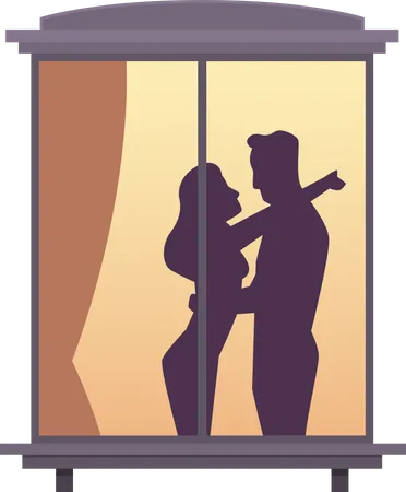 Couple standing near window  Illustration