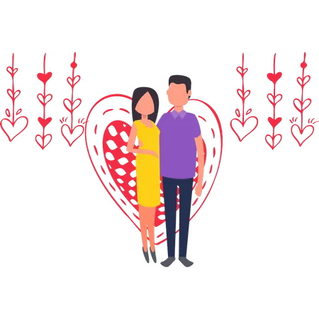 Couple standing together on valentine day  Illustration