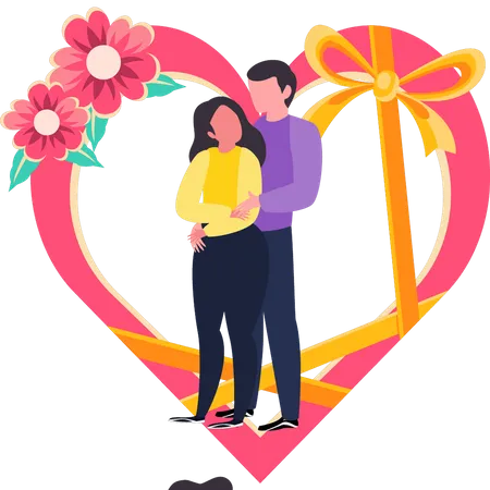 Couple standing together on valentine day  Illustration