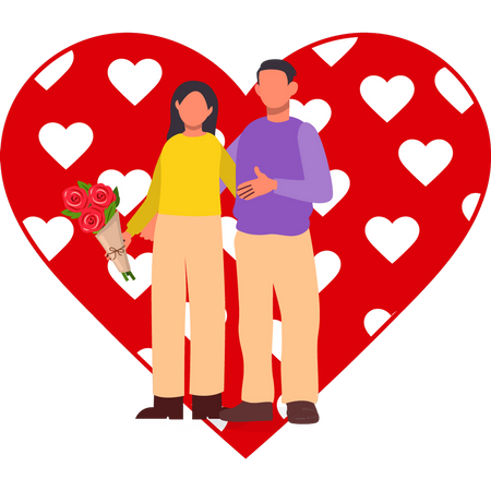 Couple standing together on valentine day  Illustration