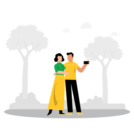 Couple taking selfie  Illustration