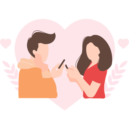 Couple talking on dating app  Illustration