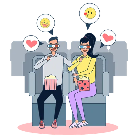 Couple watching 3D movie  Illustration