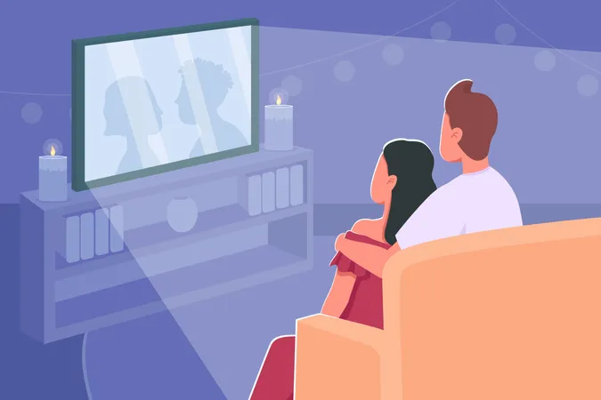 Couple watching movie  Illustration