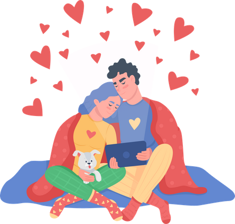 Couple watching movie  Illustration