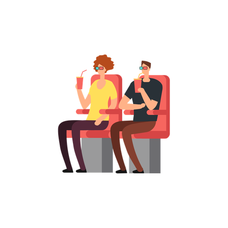 Couple watching movie in theater  Illustration