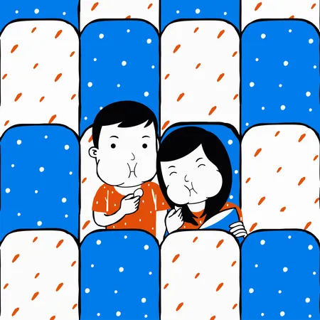 Couple watching movie together  Illustration