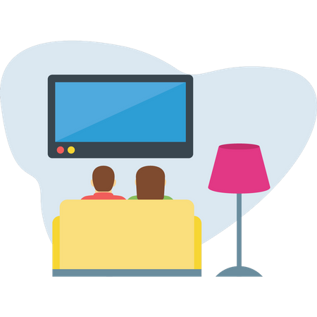 Couple watching TV  Illustration