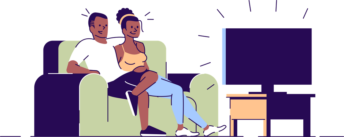 Couple watching TV  Illustration