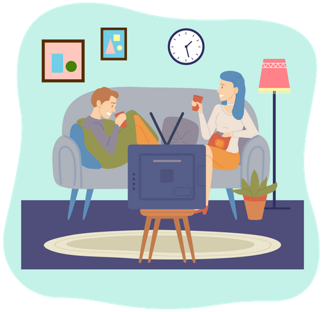 Couple watching TV  Illustration